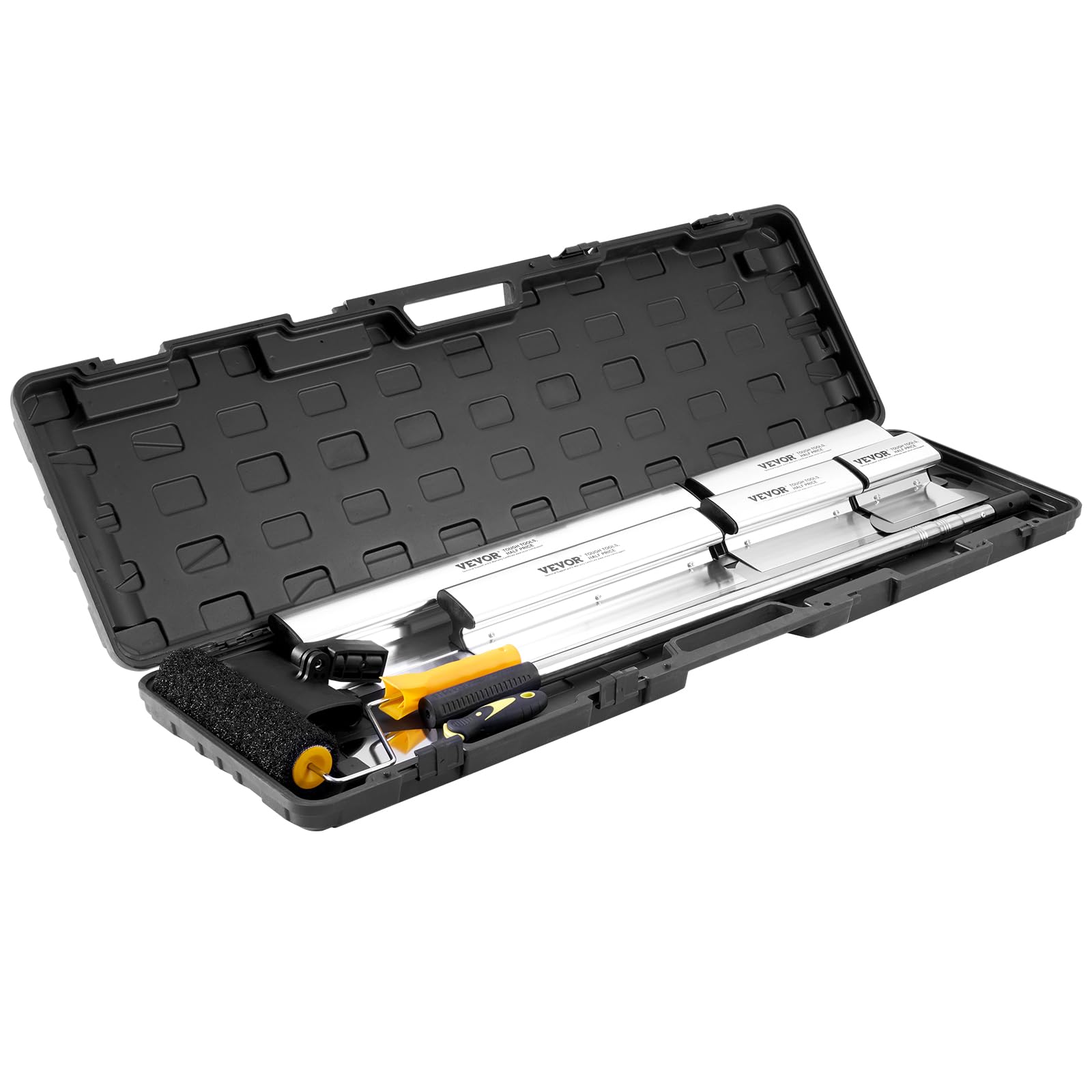 VEVOR Set di Lame per Rasatura per Cartongesso 178/254/356/406/610 mm Lame per Rasatura, Manico di Estensione 862-2072 mm Coltello in Acciaio Inossidabile Utensili, per Pannello Murale, Cartongesso