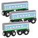 Orbrium Toys 3 Pcs Large Wooden Railway Express Coach Cars, Fits Thomas The Tank Engine, Brio, Chuggington Wooden Train