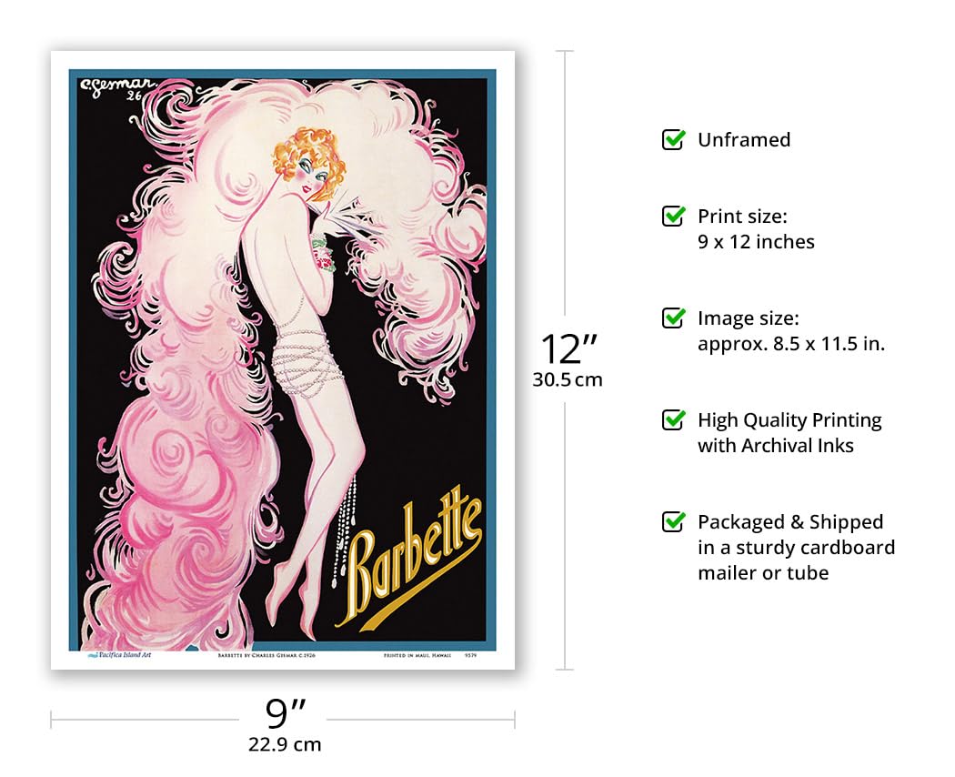 Poster Haute Qualité Barbette Cabaret Rqic - Affiche Vintage Reproduite En 50x70 Cm, Neuf