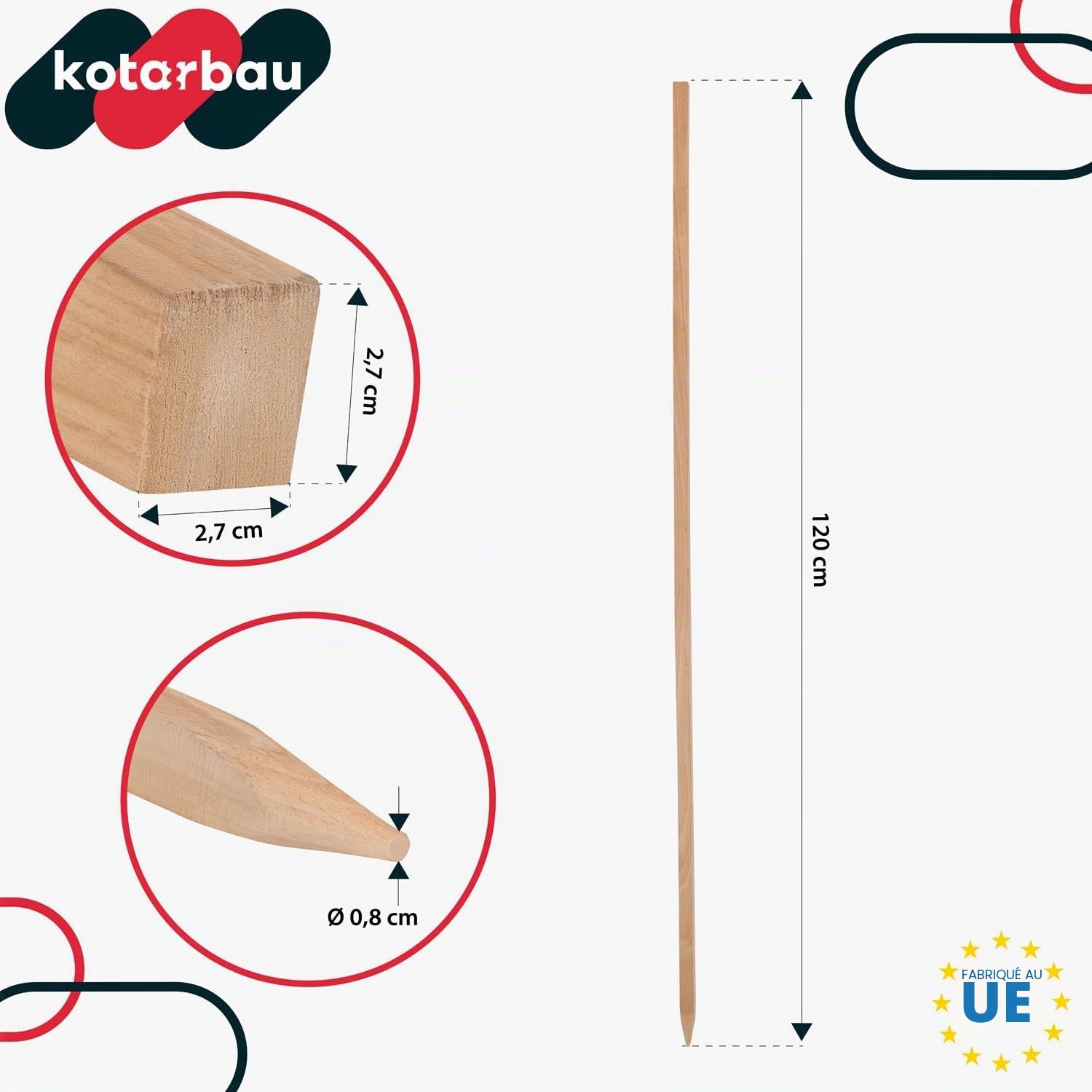 KOTARBAU® 20 Pièces Tuteur Tomate - Bois de Hêtre - 120 cm - Naturel - Tuteur Plante - Piquet de Jardin - Poteau Bois - Piquet Tomate - Support Plante Grimpante