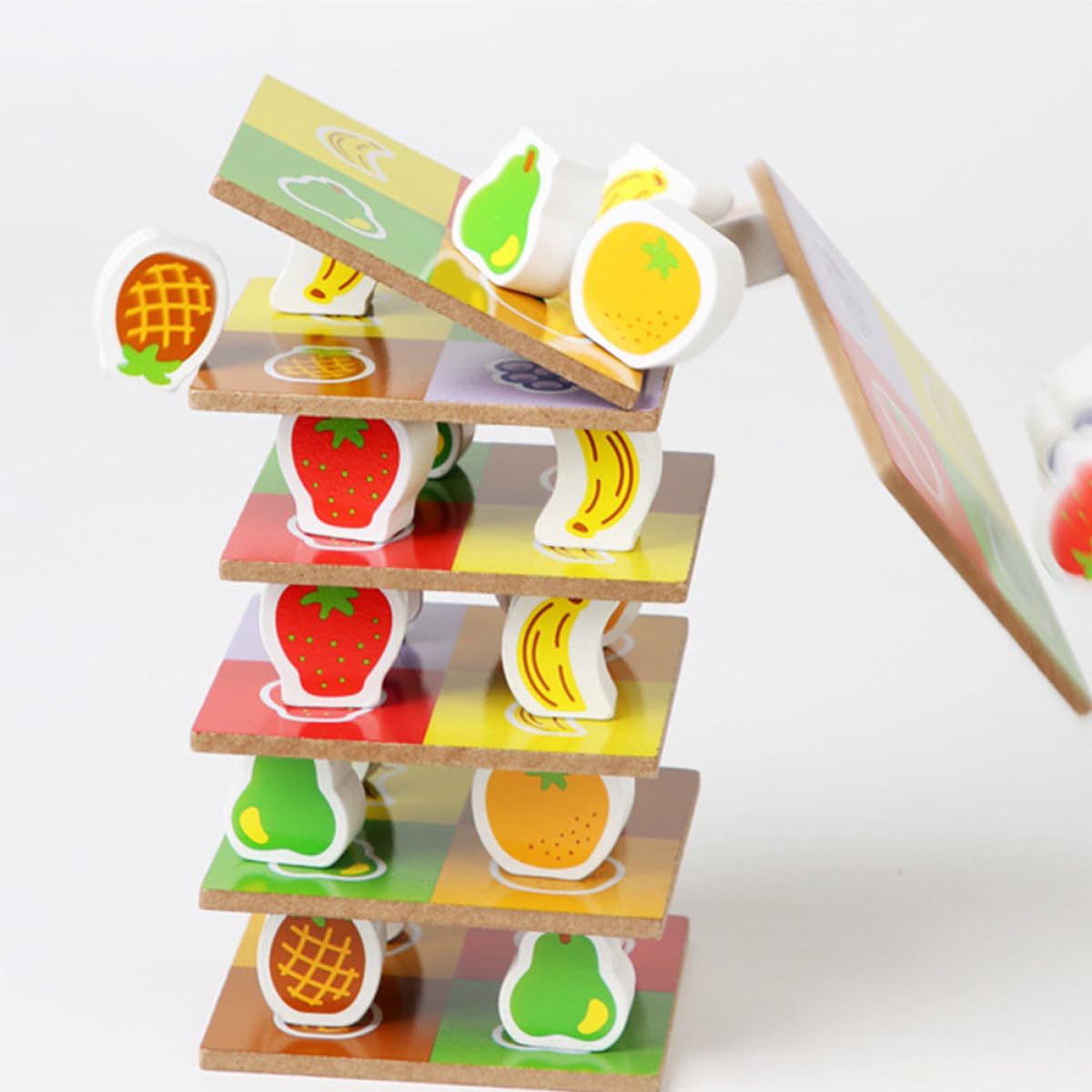 Didiseaon Legno Impilabile con Frutta Educativo per Blocchi Bilanciati per Stimolare Creatività Coordinazione e Adatto Mani Piccole e Attività Montessori