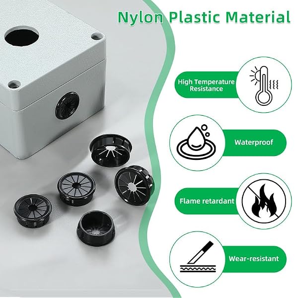 EASYEAH 15PCS Cable Grommets, 1-1/4"(32mm) Desk Hole Cover Petal Shaped Buckle Type Nylon Snap Bushing Grommet, Wire Hole Cover Insert for Cables and Cords Management and Protection of Cabinet, Black by EASYEAH - Image 2