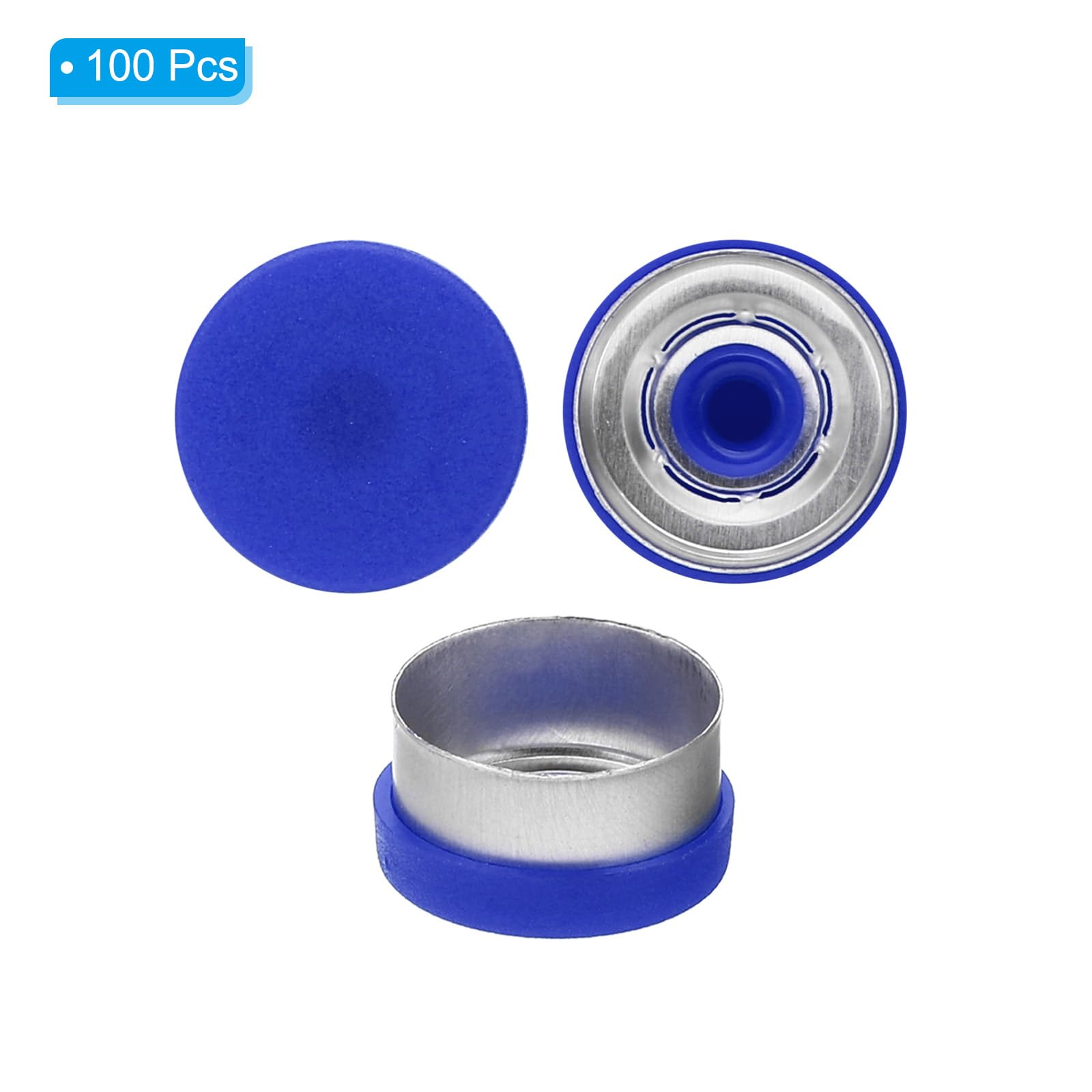 PATIKIL 13mm Flip Off Caps, 100 Pcs Flip Off Caps Flip Off Seals Flip Off Vial Seals Plastic Aluminum Caps Cover for Glass Vial, Blue — Amazon image 3