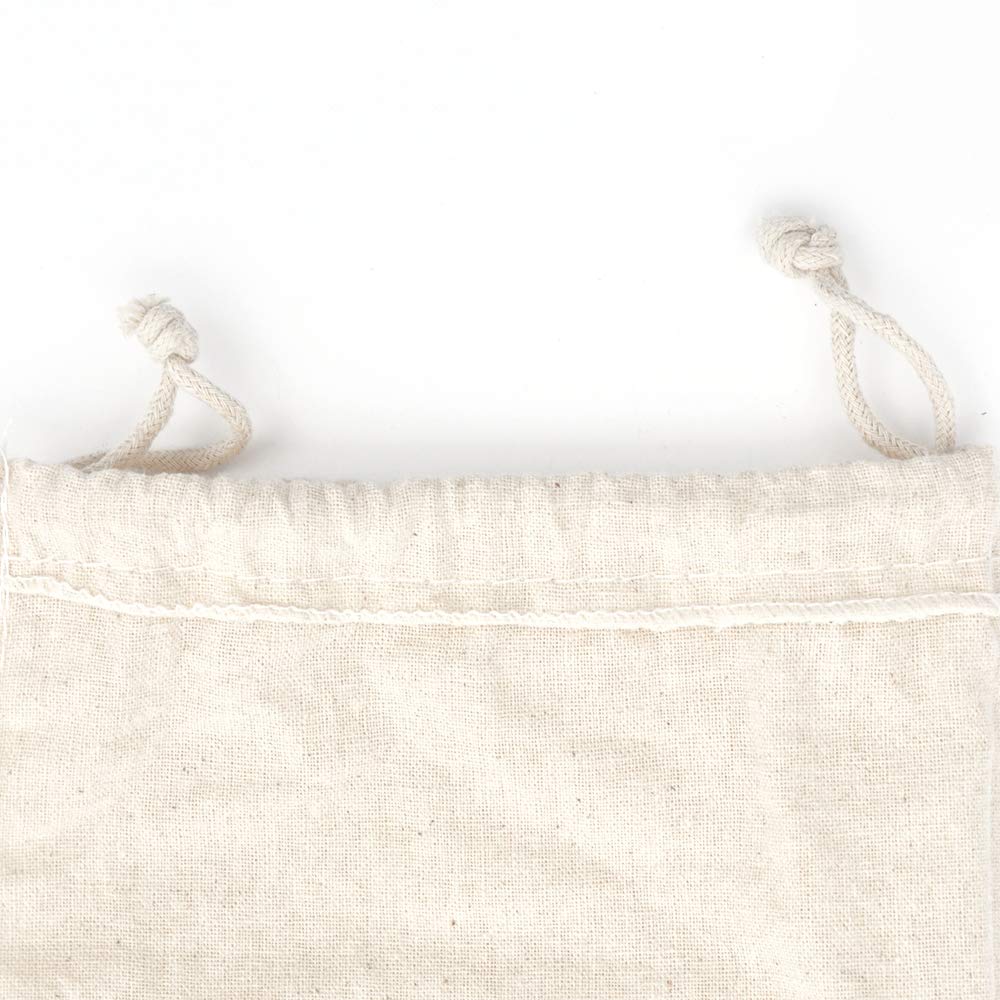 Lot de 50 sacs en mousseline de coton 15 x 19,8 cm - Sacs cadeaux en mousseline de coton uni pour thé aux herbes et bijoux, emballage de fête de mariage - Pochette en lin avec cordon de serrage