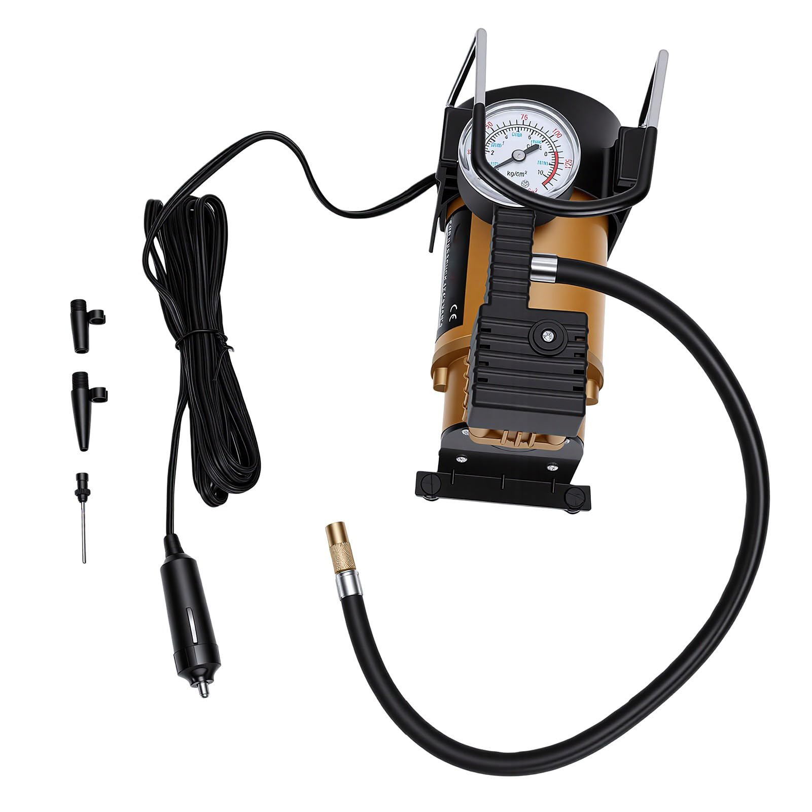 Compressore d'Aria Portatile, Gonfiatore per Pneumatici per Auto 12V 150 PSI con Manometro Analogico, Sostituzione per Pneumatici per Auto, Bici, Palloni Sportivi (Stile rotore)
