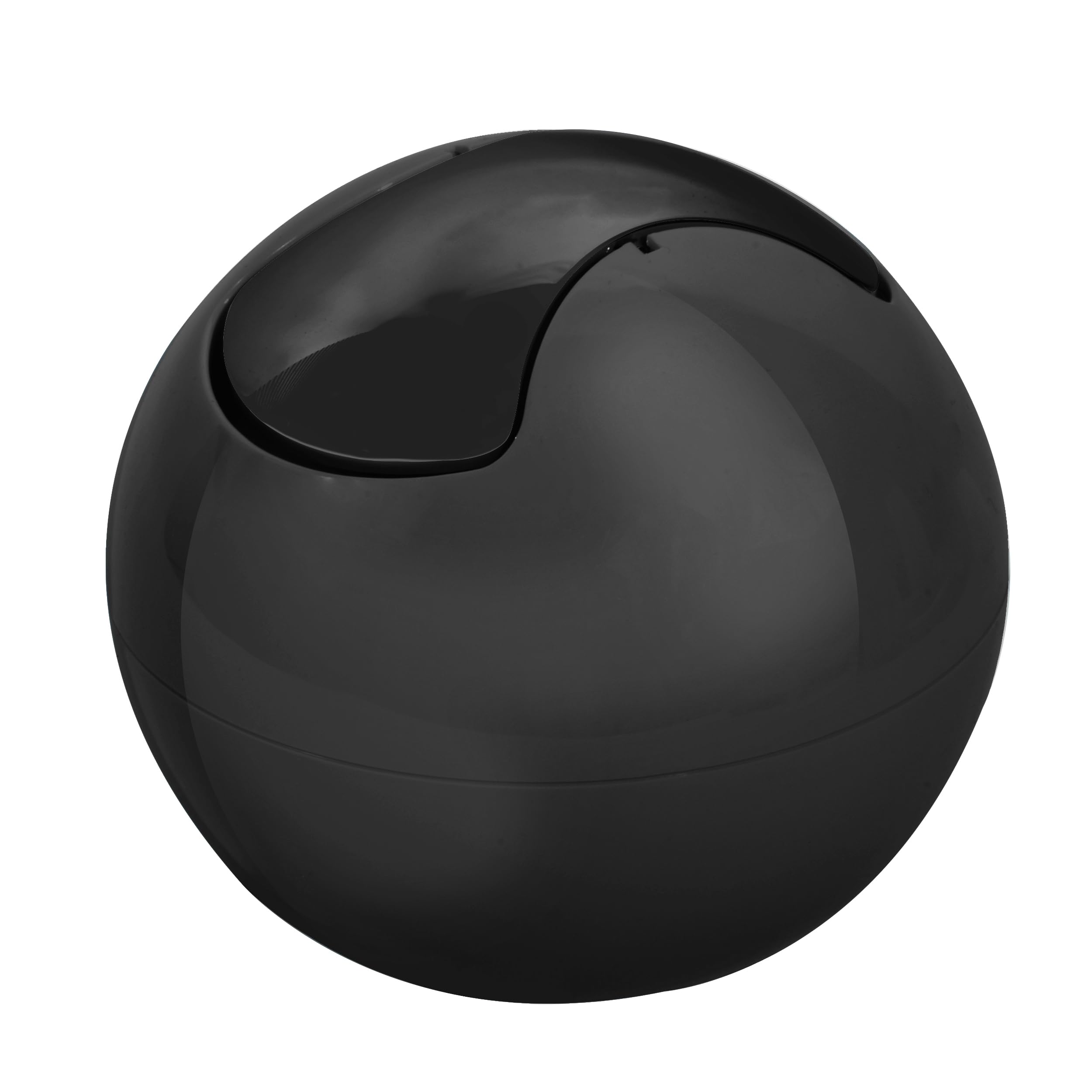 Spirella - Poubelle à Bascule Modèle BOWL - Compacte - Hygiénique et Design Moderne - Facile à utiliser grâce à son couvercle basculant et amovible - 1L - Noir uni