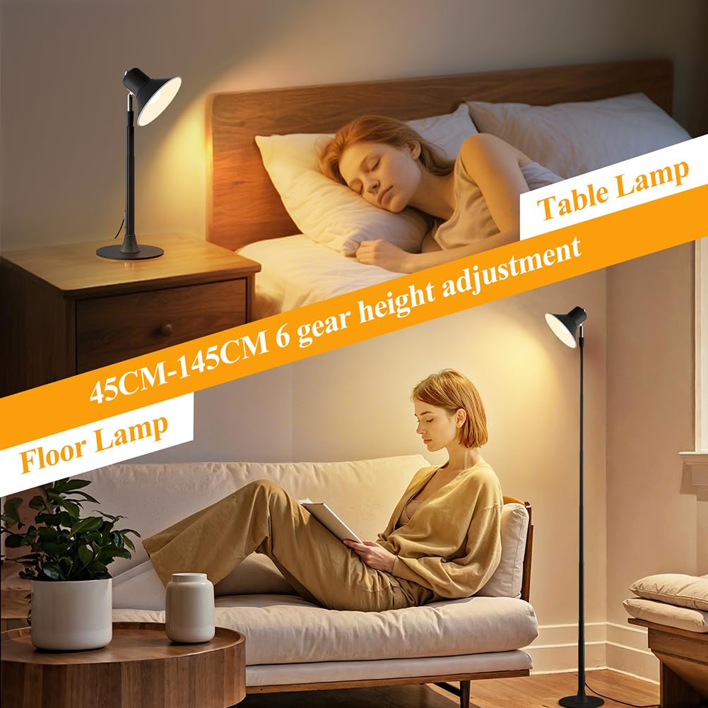 AoLa LED Tischlampe Höhenverstellbar, Standleuchte mit USB Stecker und Kabel Verstellbare Tischleuchte Dimmbare mit Schalter Teleskop Stehlampe Nachttischlampe für Schlafzimmer Arbeitszimmer Büro