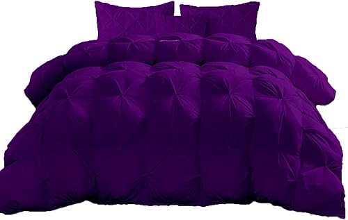 Home Decor - Edredón de plumón alternativo plisado de 1500 hilos, tamaño Queen de gran tamaño, 98 x 98 pulgadas, 1 edredón y 4 fundas de almohada,