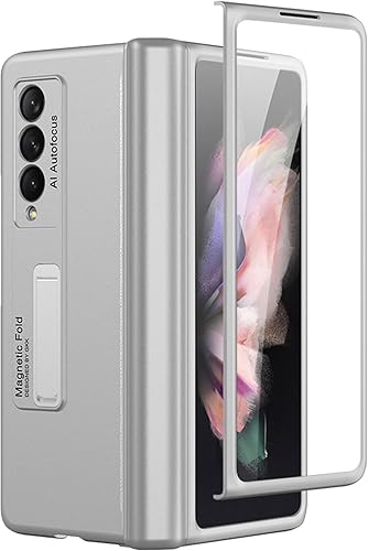 Miimall Funda compatible con Samsung Galaxy Z Fold 3, Z Fold 3 con protección magnética de bisagra y soporte ultrafina Funda protectora de