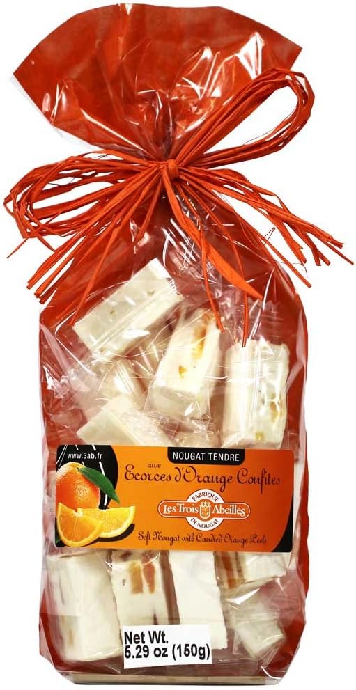 Les Trois Abeilles - Soft Nougat with Candied Orange Peels, 150g Bag