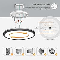 Vista 9 de Matane Lámpara de Techo LED Empotrada de 12 Pulgadas con Luz Nocturna, 24W 2400LM 3000K/4000K/5000K Seleccionable, Luces de Techo Regulables