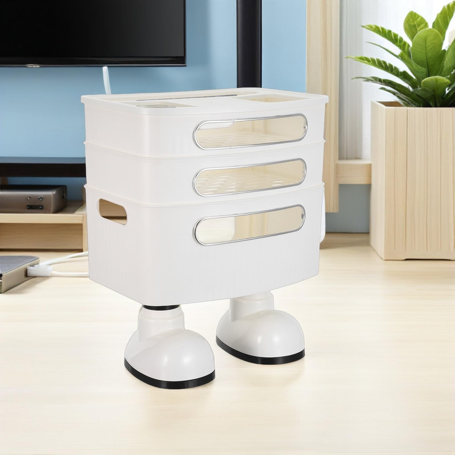 Gatuida Scatola di Archiviazione Router Wireless in Plastica Bianca 3 Strati per Gestione Cavi Ottimizzata per Soggiorno e Ufficio