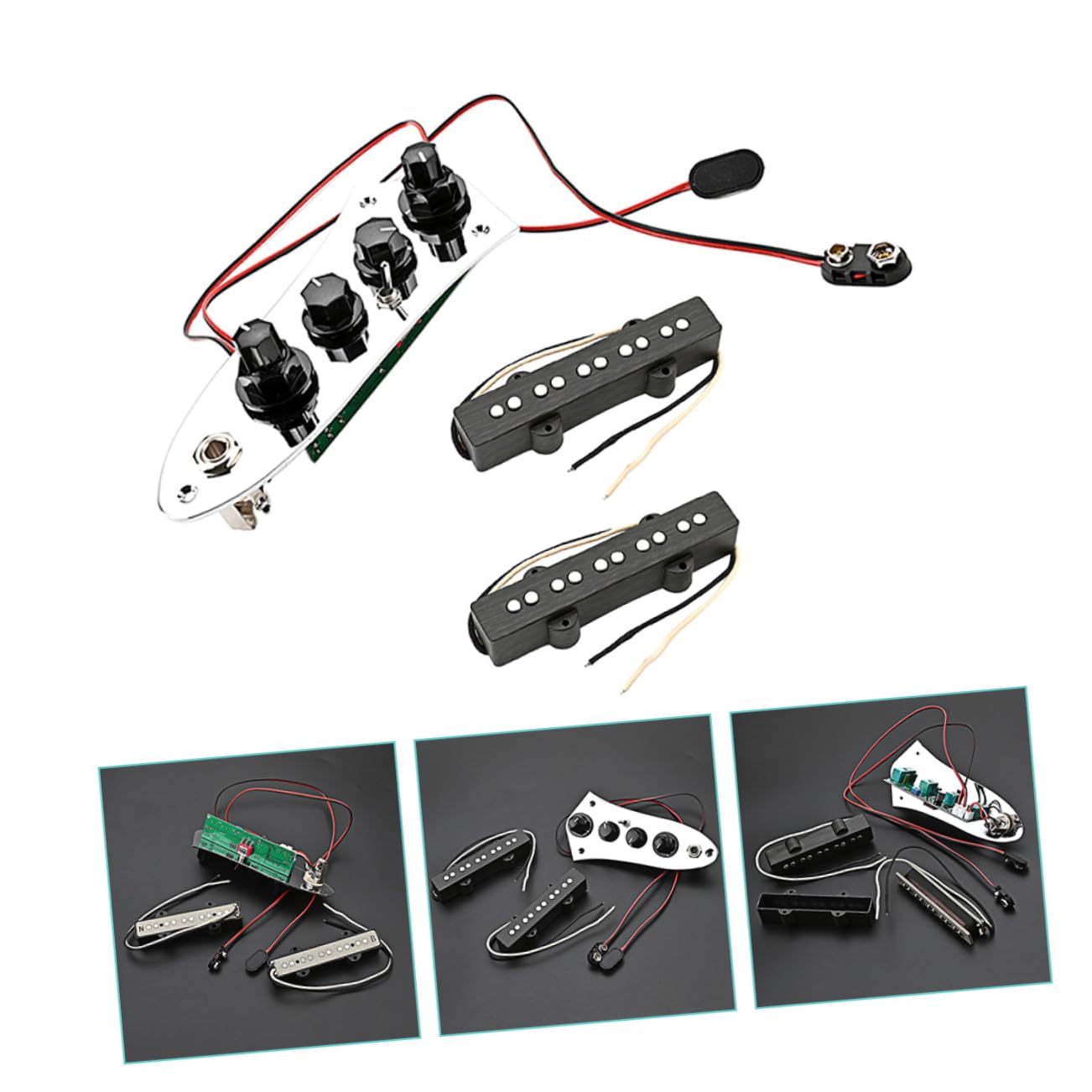 BESTonZON Set di Pickup per Basso Jb a 5 Corde Humbucker per Basso Elettrico in Ferro Argento Facile da Installare