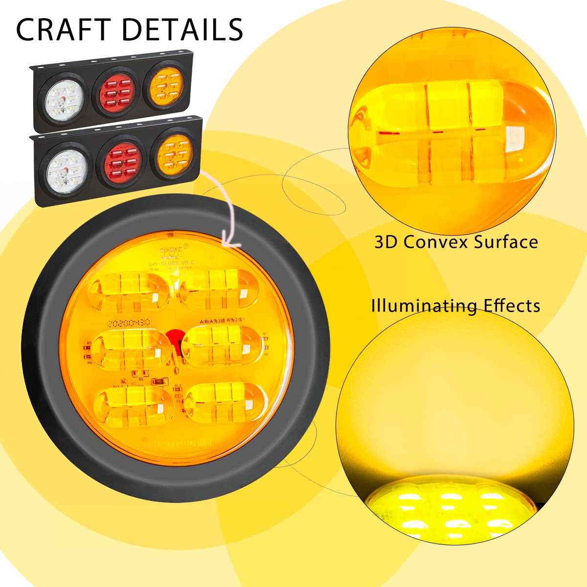 WFPOWER 2 Pack 36 LED Waterproof Flatbed Truck Trailer Lights Kit, Stop