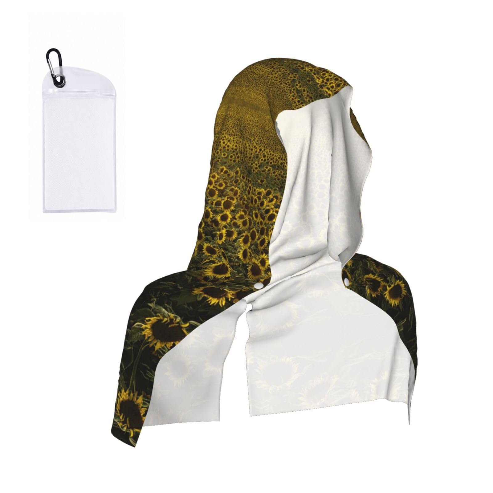 Sun Sunflower Print Cooling Hoodie Towel, Cooling Towels For Neck And Face, Quick Drying Absorbent Cooling Head Towel Beach Camping Gym Construction(2pcs)