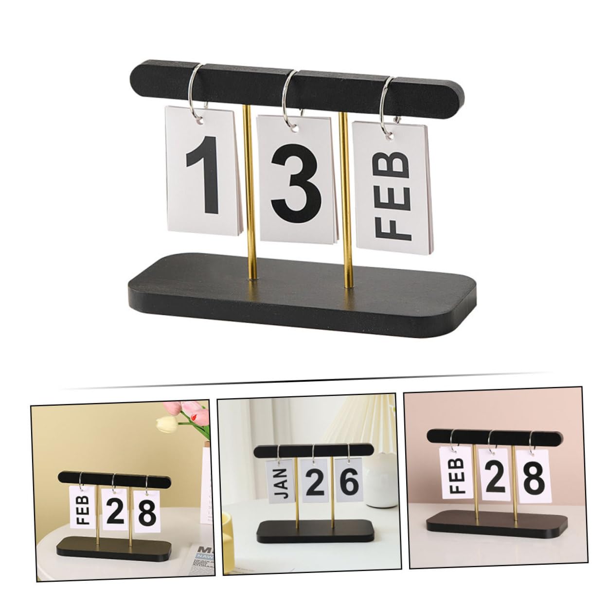 TEHAUX 5stücke Vintage Kalender Moderner Tischkalender Für Büro Und Zuhause Wiederverwendbarer Schreibtisch-organizer Stilvolle Dekoration Und Geschenkidee Schwarz