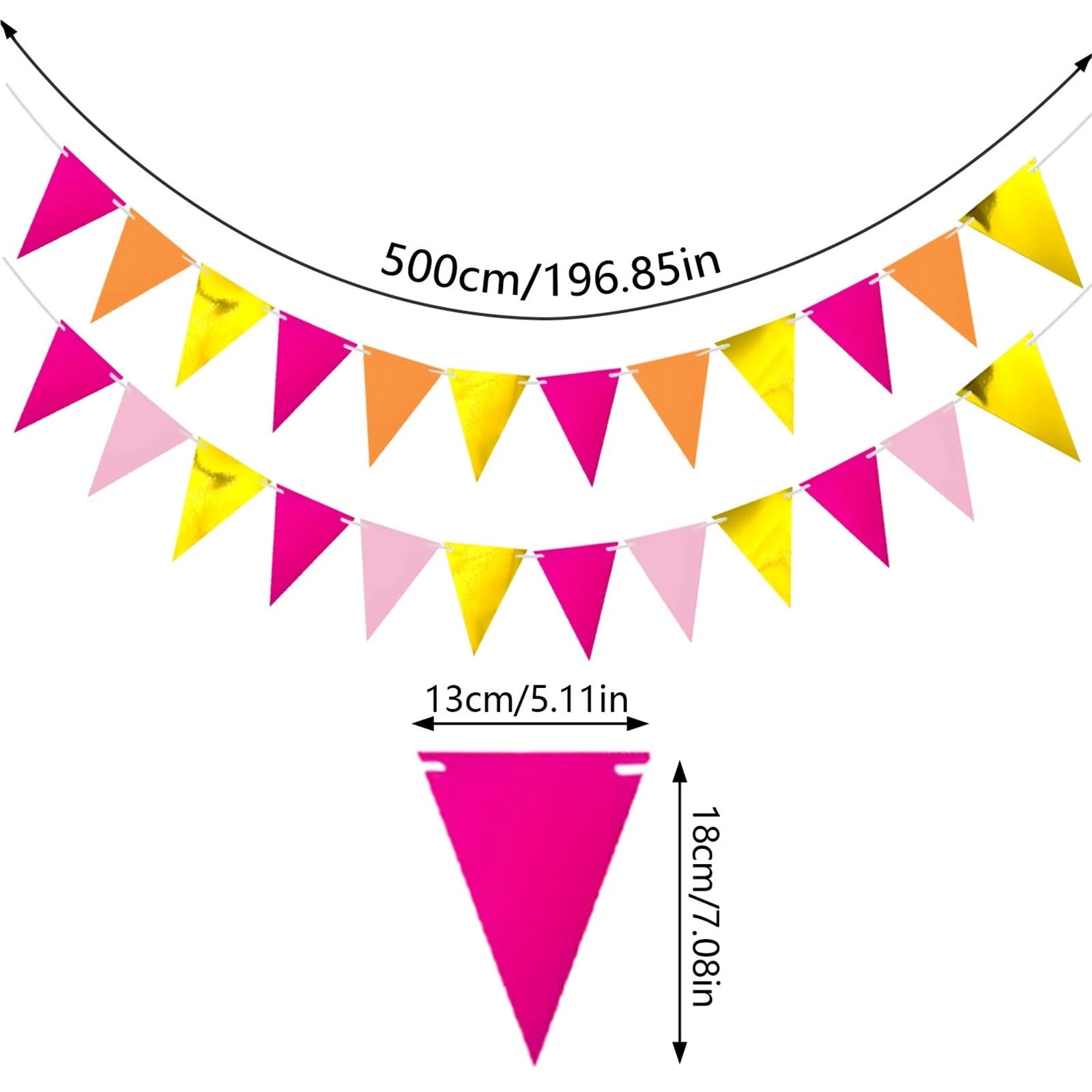 Guirlandes décoratives, Guirlande de fanions drapeau triangulaire en papier, 5 pièces