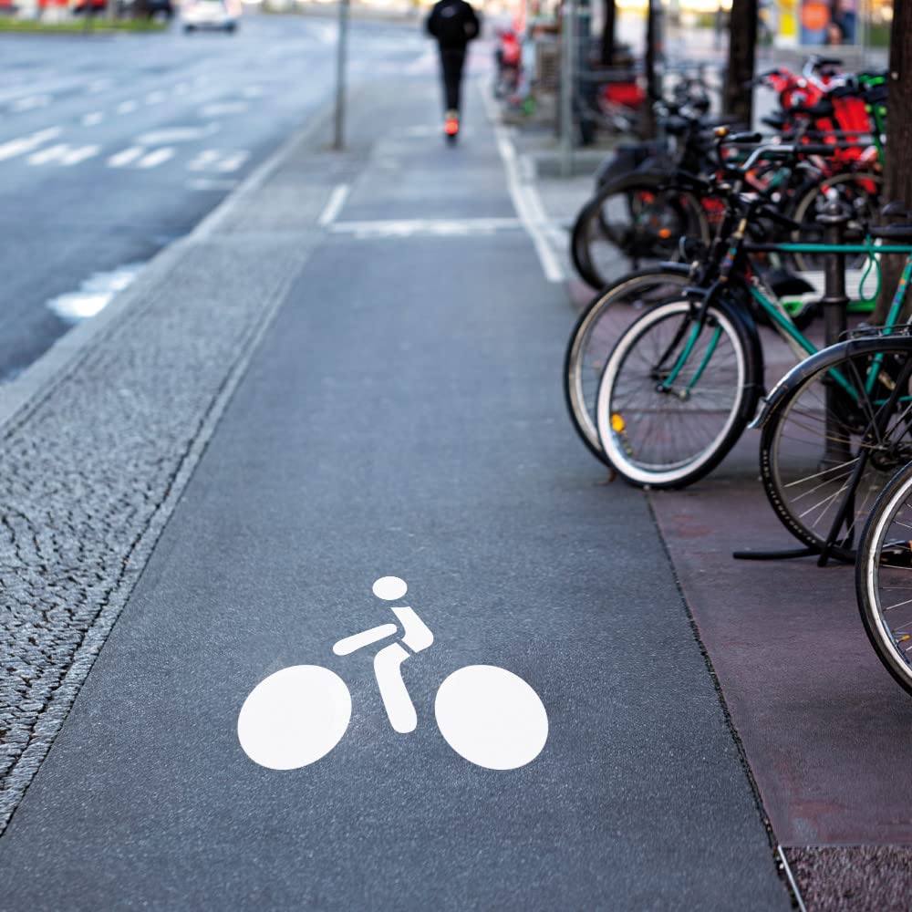 Signaletique.biz Pochoir Piste Cyclable en PVC 5 mm pour Marquage au Sol, 300 x 300 mm avec Pictogramme Vélo 260 x 221 mm
