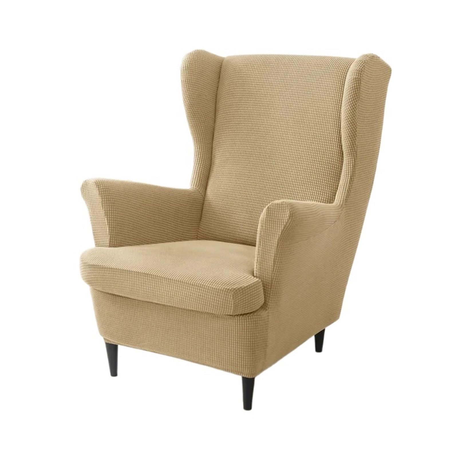 GCYEIDMA Wing Chair Slipcover Wing Chair Cover Stretch Wingback Armchair Covers Solid Color Relax Sofa Slipcovers with Seat Cushion(A2 Wingchair Cover)