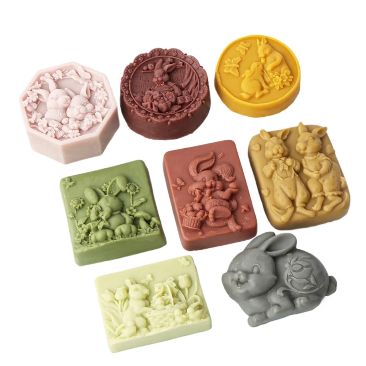 Rabbit Silicone Soap Mold 3D Aromatherapy Candle Making Mould DIY Handmade Gypsum Resin Process Casting Tool for Making Soaps Bar(Rabbit mold 05)