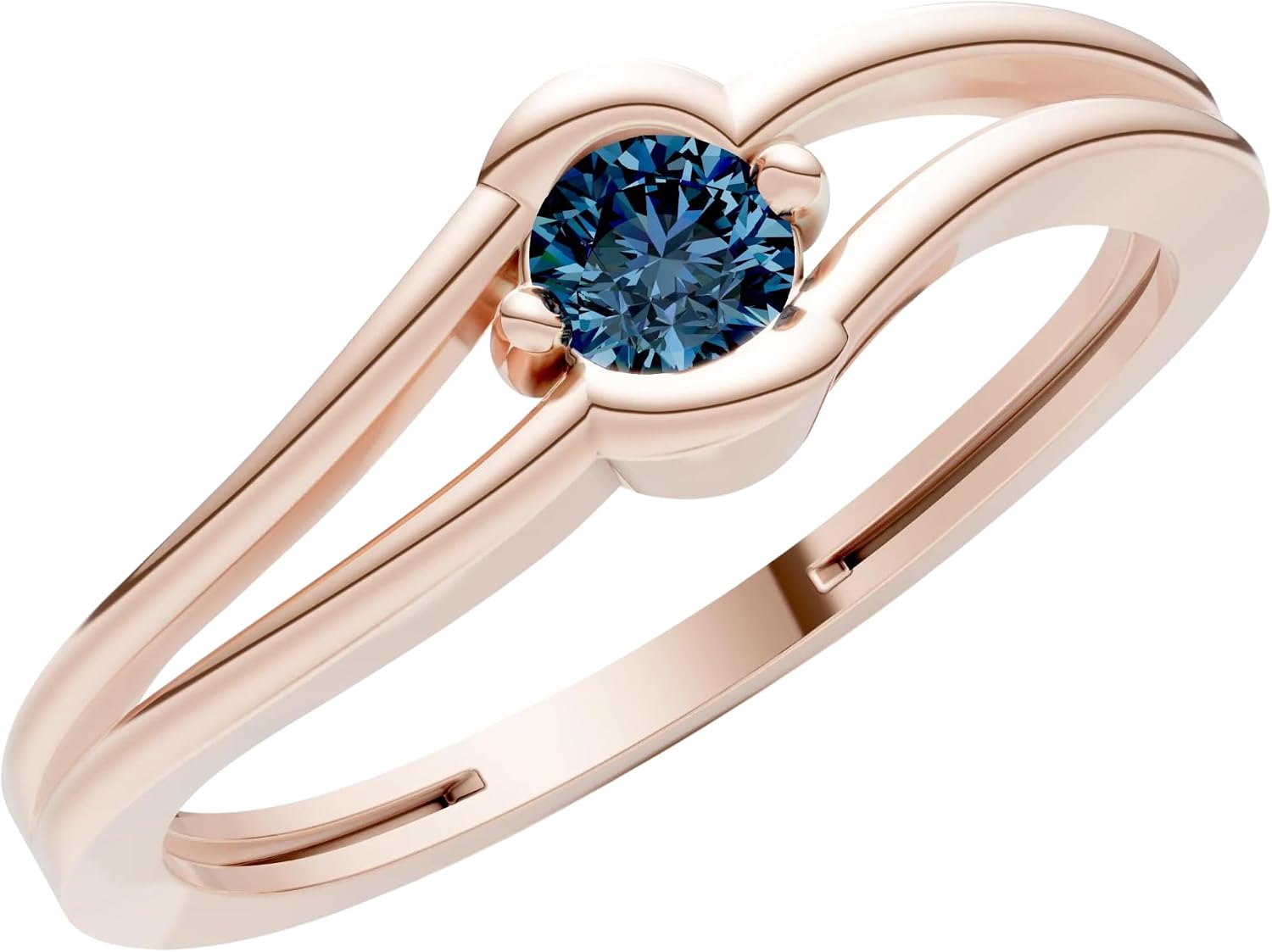 PEORA Round Cut Alexandrite Stackable Band Available in Solid 10K, 14K or 18K Ring – White, Yellow or Rose Gold