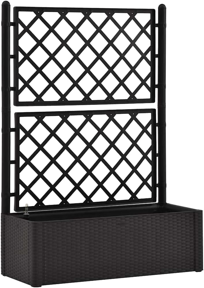 Self-Watering Trellis Planter 39.4 x 16.9 x 55.9 in Anthracite Raised Garden Bed with Lattice for Climbing Plants, UV-Resistant PP Planter Box for Patio, Balcony and Indoor Use