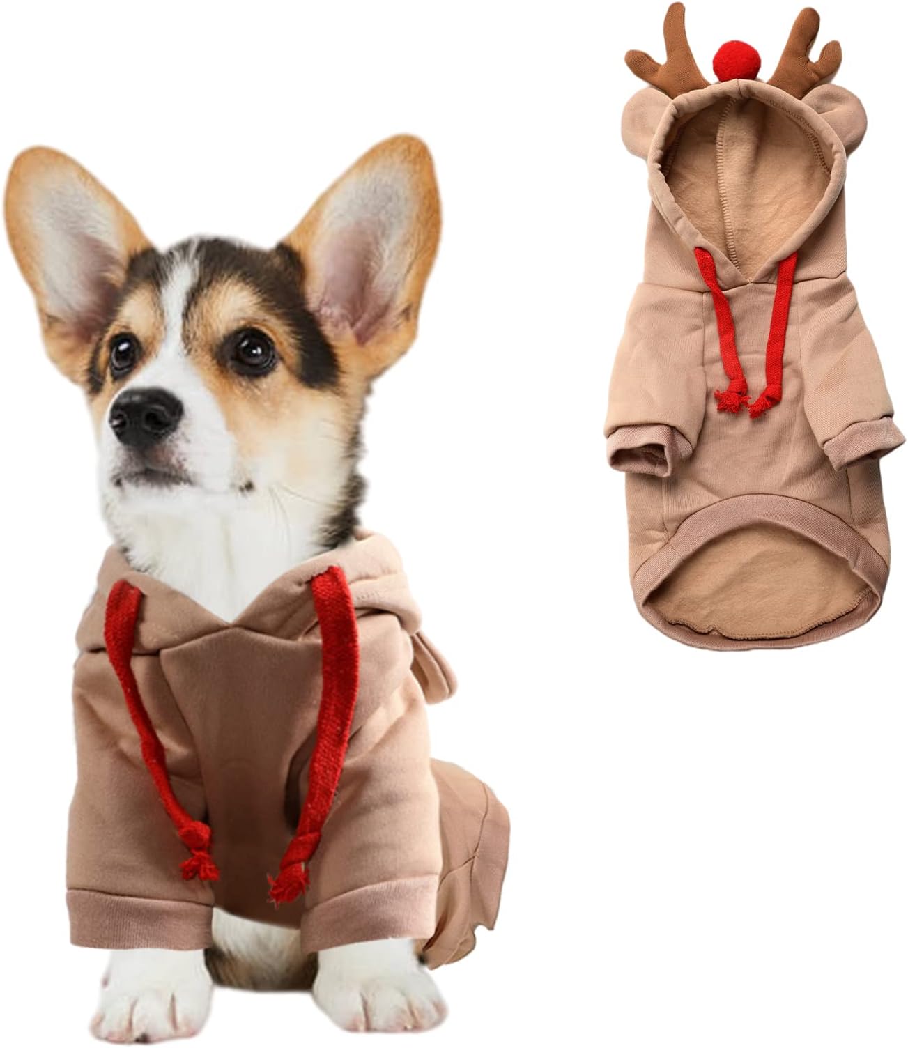 SGQCAR Pet Clothes Dog Hoodie Sweatshirts Cute Christmas Elk Puppy Costume Soft Thickening Warm Pup Pajamas Cold Weather Sweater for Small Medium Dogs Cats Doggie (XL)…