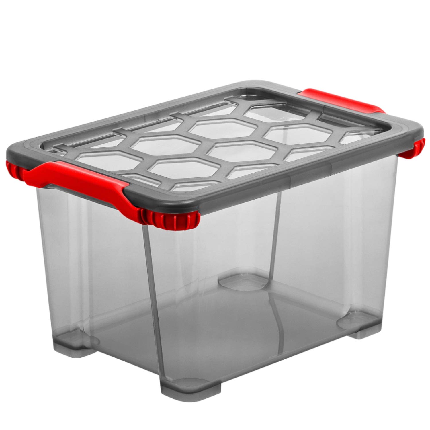 RothoEvo Total Protection, storage box 15 l with lid, Plastic (PP) BPA anthracite/red, 15l (39,3 x 28,3 x 23,0 cm)