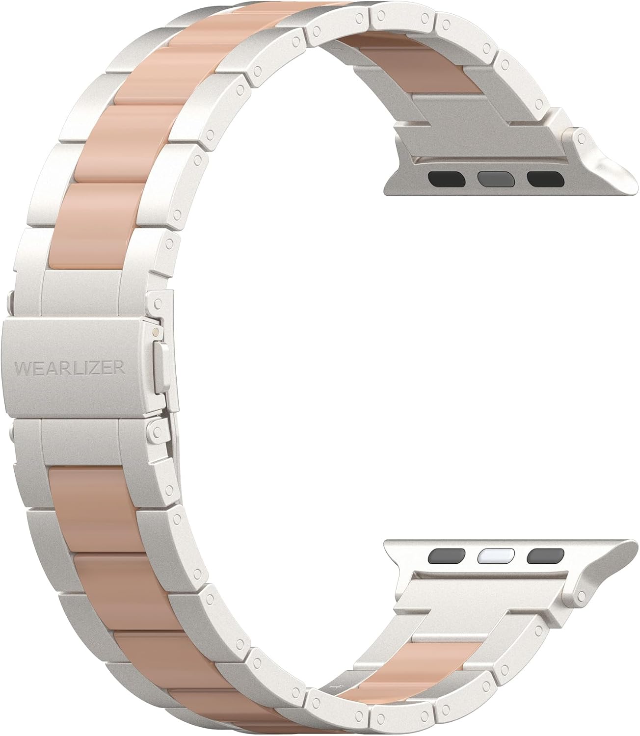 Wearlizer Compatible with Apple Watch Band 38/40/41/42mm Fashion Wristbands Womens, Stainless Steel + Resin Metal Replacement for iWatch Series 11 10 9 8 7 6 5 4 3 SE/Ultra 3 2 1-Starlight+Rose Gold