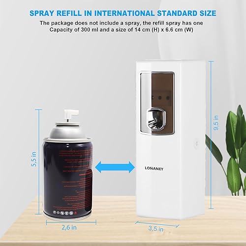 Miniatura 3 de LONANEY - Dispensador automático de fragancias  Dispensador de ambientador automático ABS comercial para montaje en pared, dispensador de perfume en