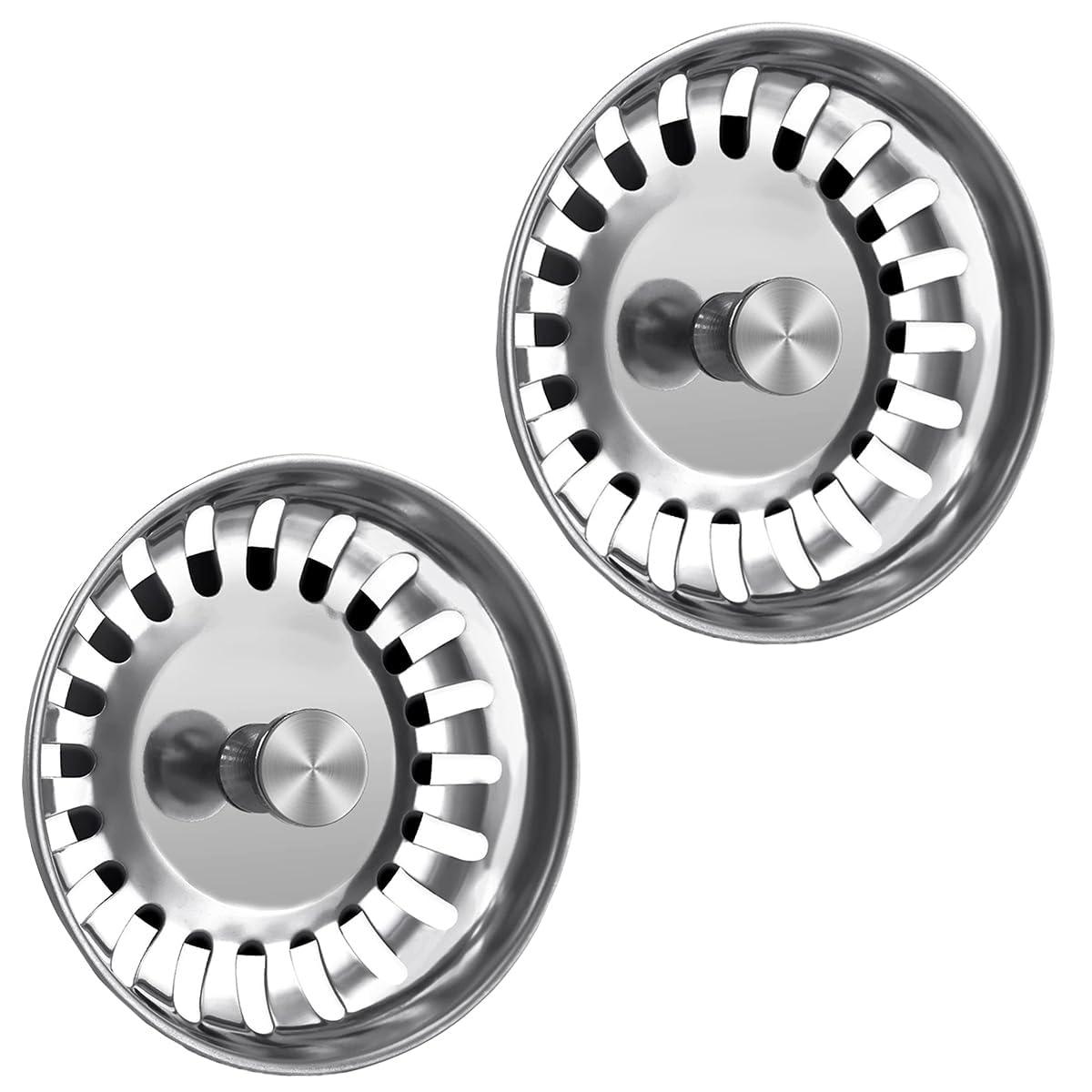 2pcs Sink Plug Strainer Diameter 78mm Stainless Steel Kitchen Sink Bowl Universal Drain Stoppers,Prevent Clogs Bad Smells Leak-Proof Drainer Plug for Bathroom Kitchen Food Hair Catcher