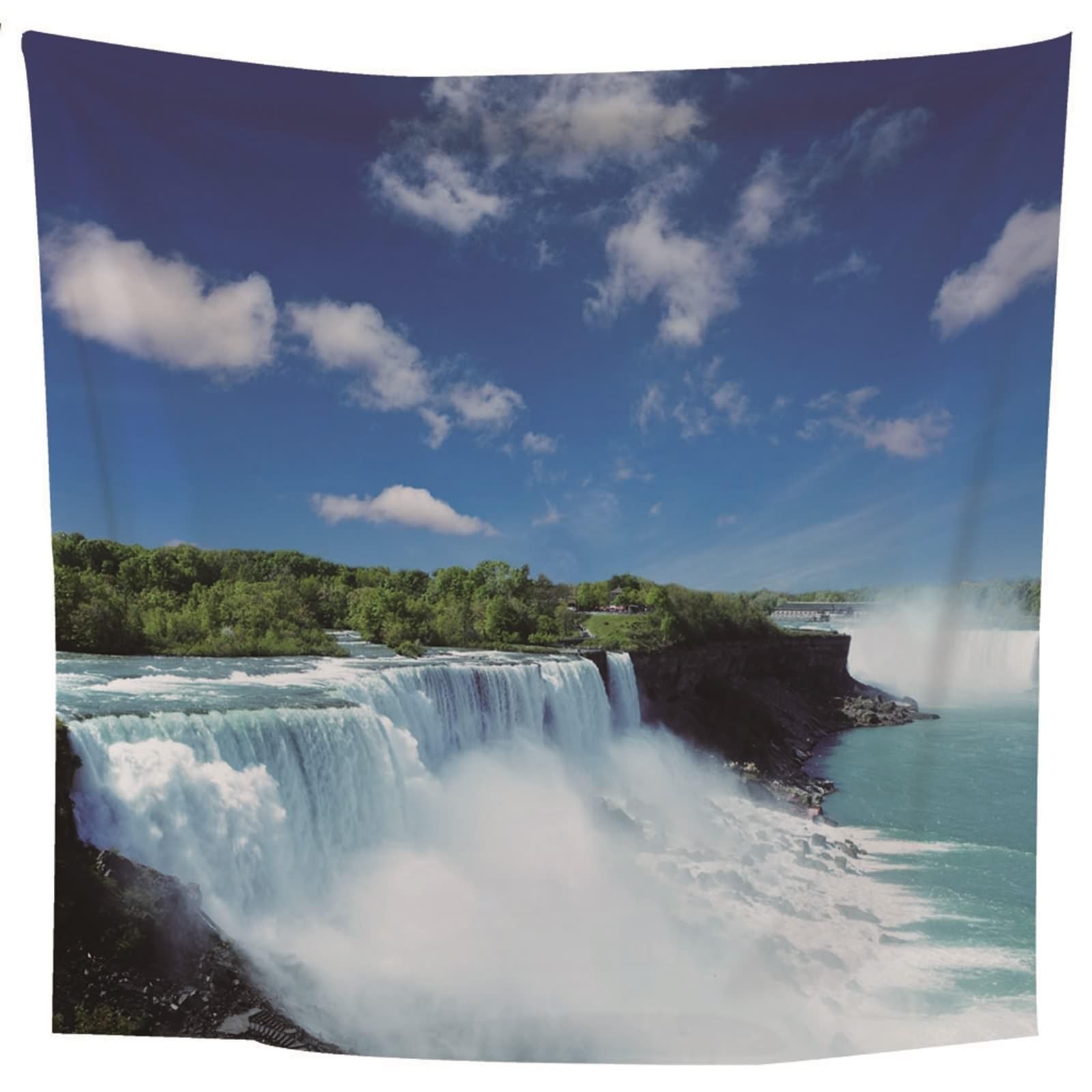 Skcess Wandteppich Wasserfall, Nature Tapestry Blau Toller Wasserfall Polyester Wandteppich 200X200CM