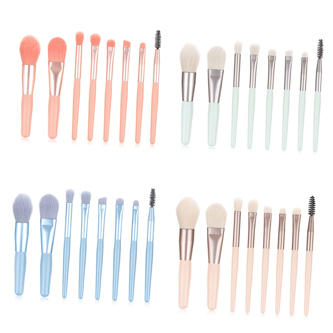 SAFIGLE 8Pcs Matte Wooden Handle Makeup Brush Set with Soft Bristles for Powder Application Light Blue Cosmetics Brush Kit for Professional and Daily Use