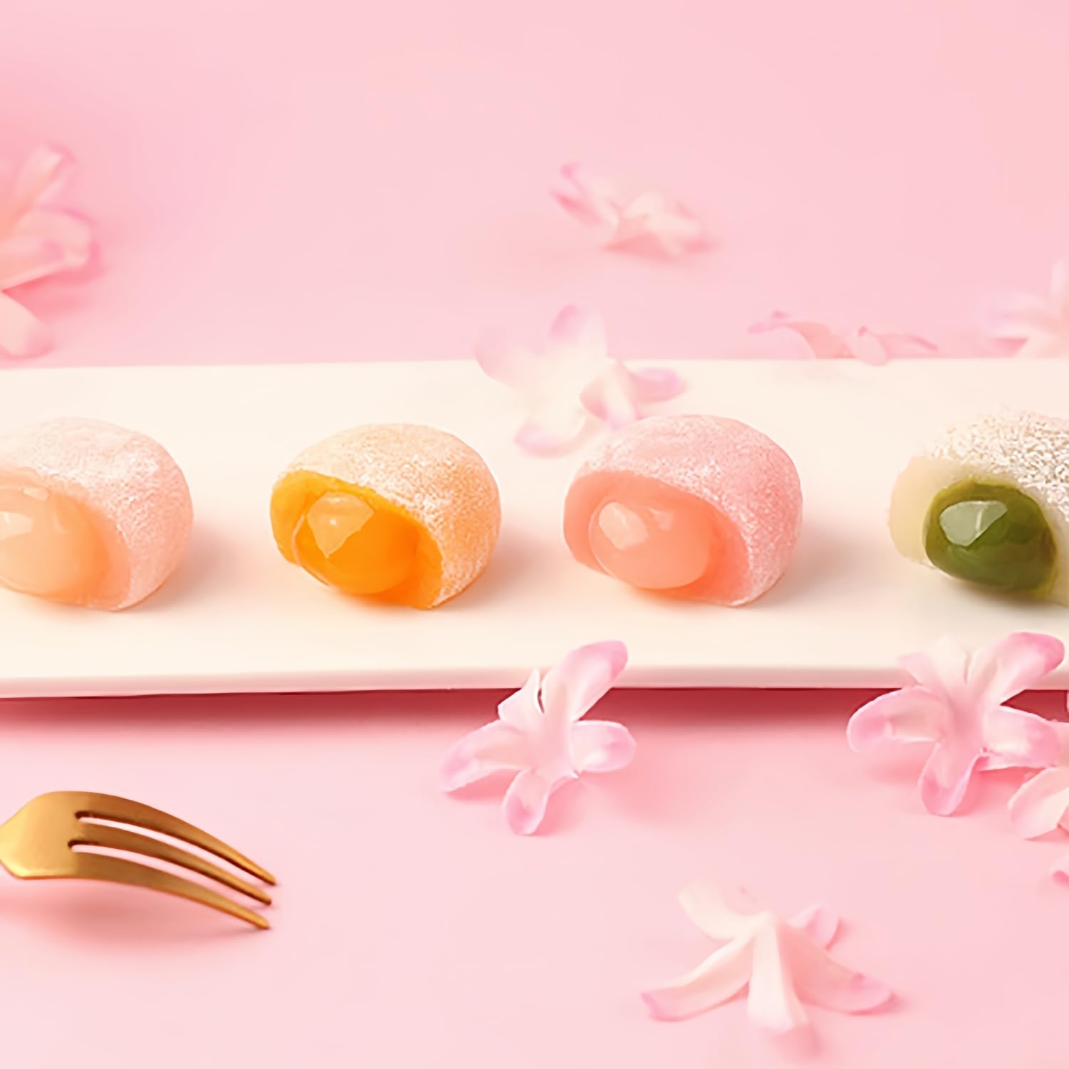 WSYLS Sandwich Mochi Set Gâteau de riz chinois Dessert asiatique délicieux Dessert moelleux et gluant 120G (fleurs de cerisier)