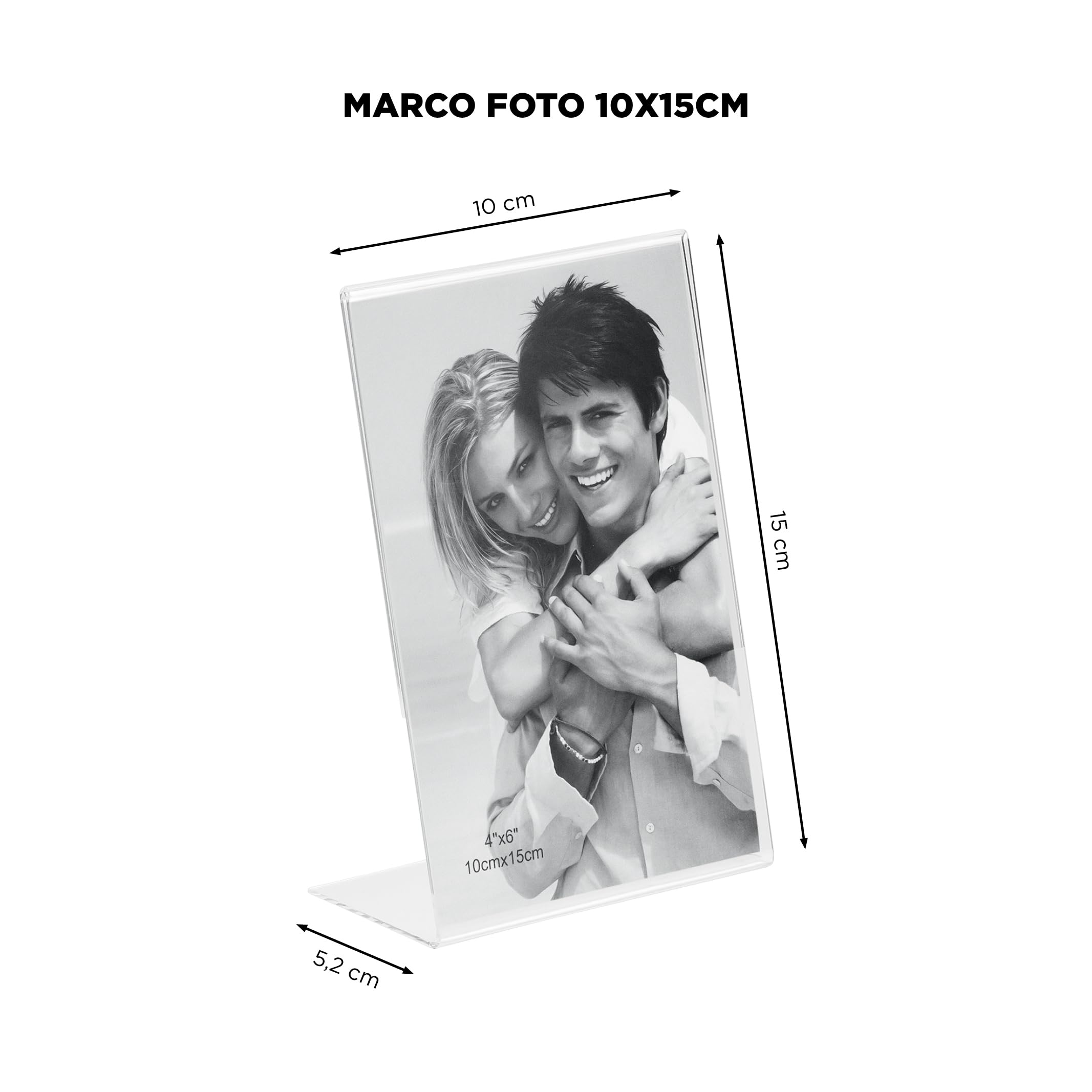 Set de 12 Soportes Acrilico de Sobremesa - Soporte para Letreros, Porta Menus, Porta Poster y Expositor de Carteles de Metacrilato - Transparente Vertical para Oficina (10X15 cm - x12)