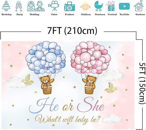 Telón de fondo de fotos de revelación de género de 7 x 5 pies fondo de fotografía de revelación de género Qué será el bebé será telón de fondo para