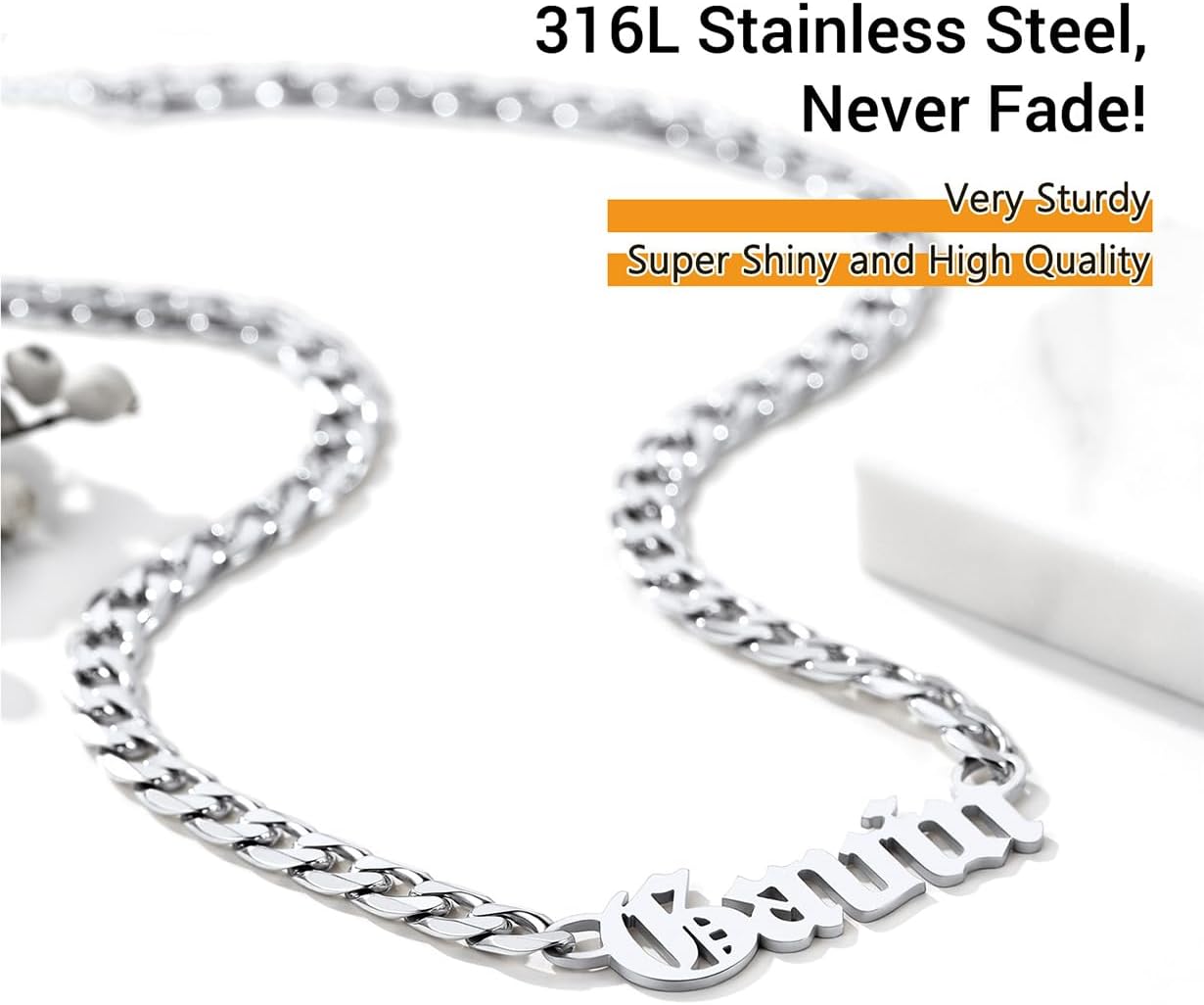 U7 Custom Name Necklaces for Women,Gold Plated/Silver/Black Nameplated Pendant Valentines Mothers Day Gift for Her Mother Family,Extendable Cuban/Rolo Chain,Gift Box Included - Image 5