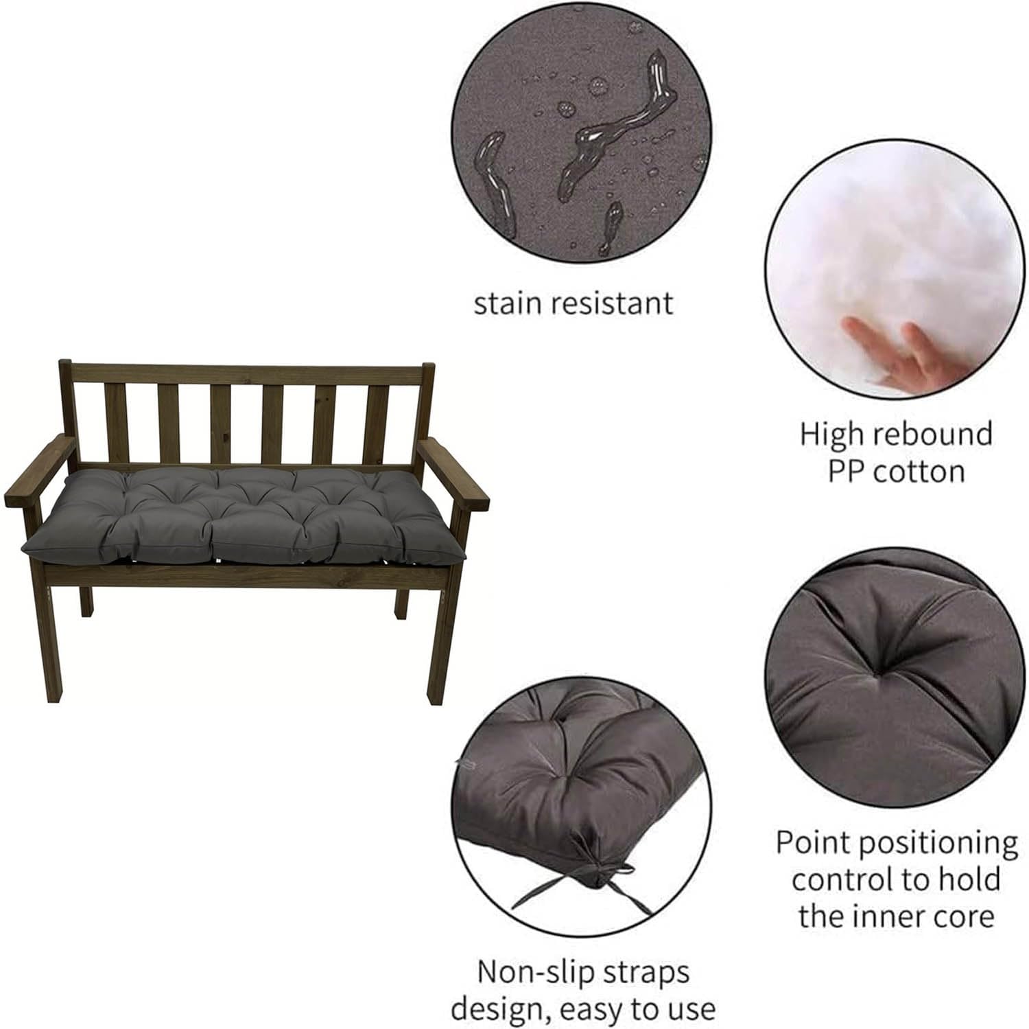 Ławka zewnętrzna Cush 100x50/120x50/150x50cm Gar Sofa Cushs Loun & Floor Cushs na patio Futro Kolor A Gruby 8 cm t