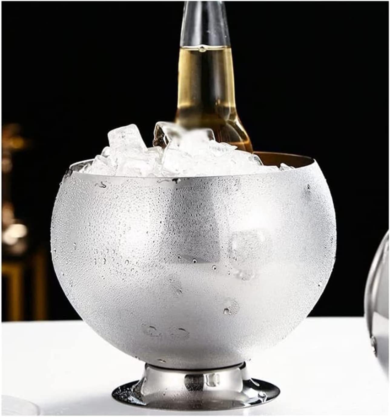 Cubo Hielo Cubo De Hielo Acero Inoxidable Cerveza Creativo Enfriador Portátil Conveniente Accesorios Barra(Blue,Silver,18 * 18.3cm)