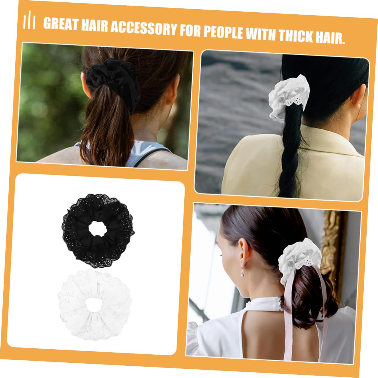 Healeved 8piezas Coleteros De Encaje Oversized Para Mujer y Niña Accesorios De Pelo Gran Elasticidad y Diseño Doble