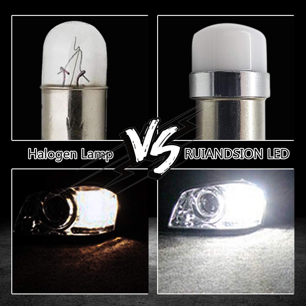 Ruiandsion Lot de 10 ampoules LED BA9S 6-30 V 6 000 K Blanc 1895 1891 53 57 LED pour éclairage intérieur de voiture, éclairage de plaque d'immatriculation, plafonnier, lumières de carte