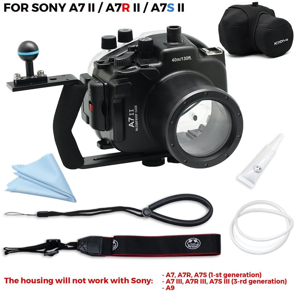 For Sony A7II A7R II A7S II [ILCE-7M2/7RM2/7SM2] 130FT/40M Underwater camera diving waterproof housing(Housing+Handle+Cover)