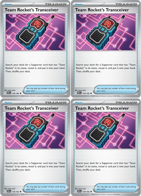 Team Rocket’s Transceiver 178/182 – Destined Rivals Trainer Card Lot – Playset x4