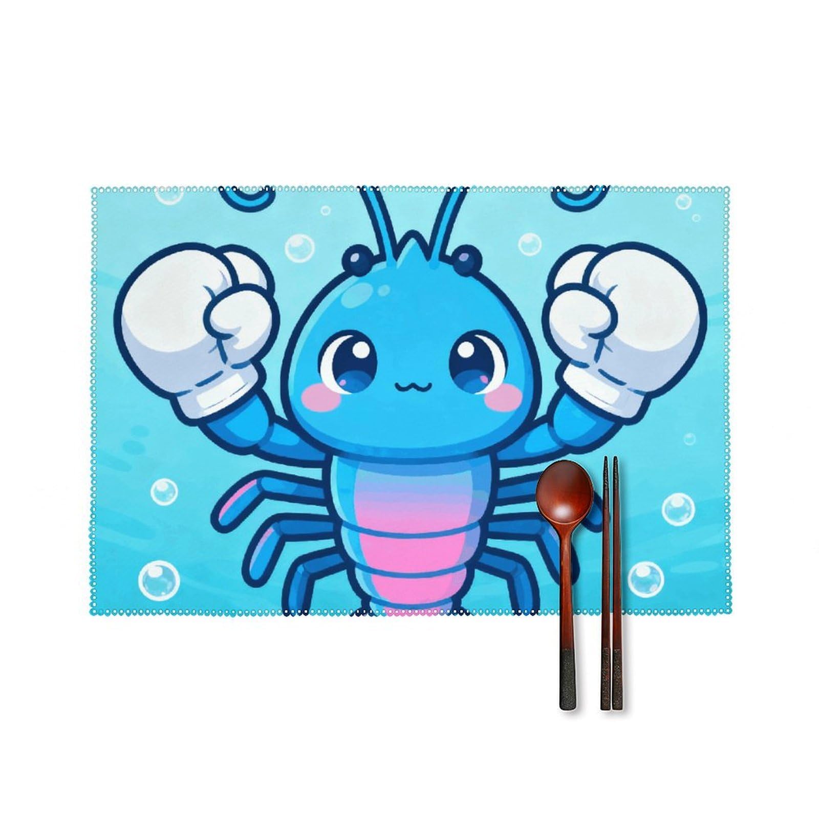 Cute Lobster Placemats Set of 6, 12x18 Inch Heat Resistant Washable Canvas Table Mats, Stain Resistant Decorative Dining Placemats for Kitchen, Restaurant, Outdoor Party