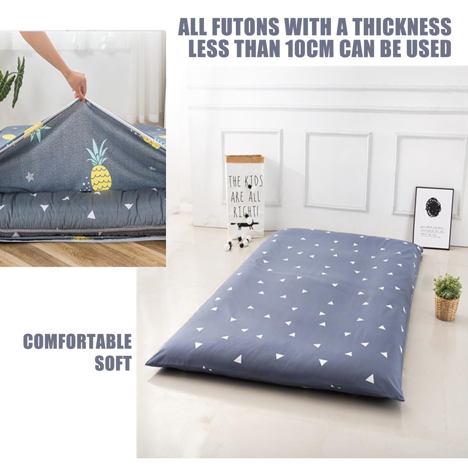 Queen Futon-Matratzenbezug mit Reißverschluss, waschbarer japanischer Bodenmatratzenschutz, staubdicht, Futonbezug, 120 x 200 cm (B)