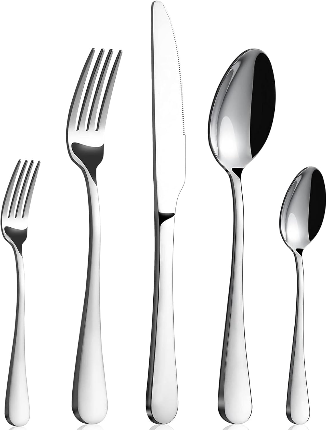 BEWOS 20-Piece Stainless Steel Flatware Set for 4 - Mirror Polished, Dishwasher Safe Silverware with Forks, Spoons, Knives