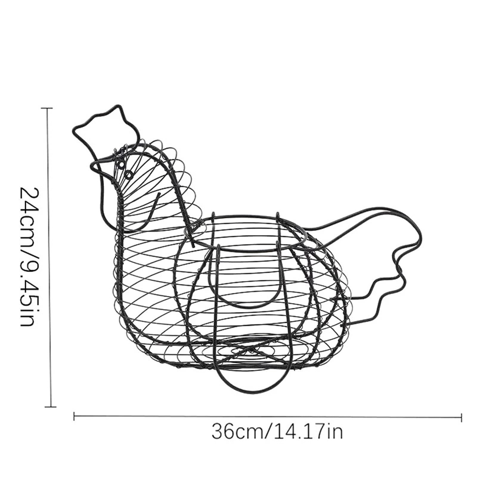 Cestino per Le Uova. Cestino portauova in Ferro battuto a Forma di Pollo, Contenitore for Frutta e Verdura(Black)