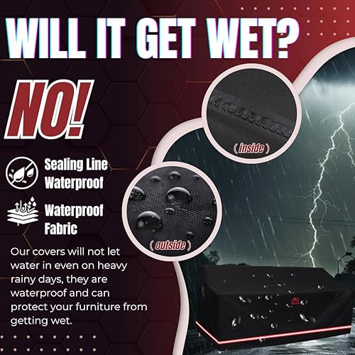 Miniatura 8 de Funda para sofá de patio, resistente al agua, resistente a los rayos UV, resistente al agua, antidecoloración, para múltiples personas, con 2