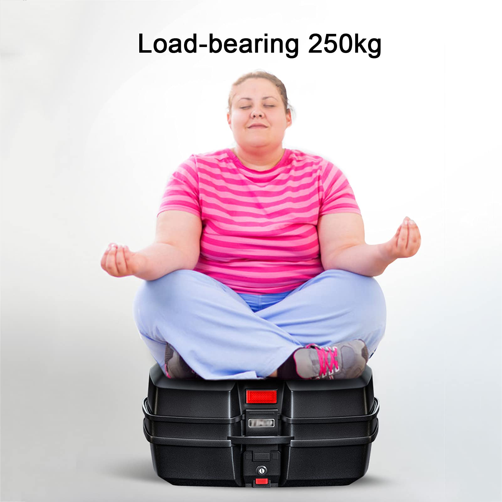 JKGHK Motorcycle Top Box, Touring Helmet Luggage Storage Top Case, For Moped /Scooter Trunk Tour Tail Box, Lockable And Quick-Release System - 47L, Universal Mounting Hardware - View #2