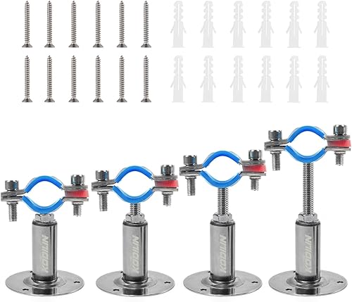 Kodilin 4 soportes de tubo de montaje en pared mejorados, abrazadera de tubo de montaje en pared de acero inoxidable 304 adecuada para tubos OD de